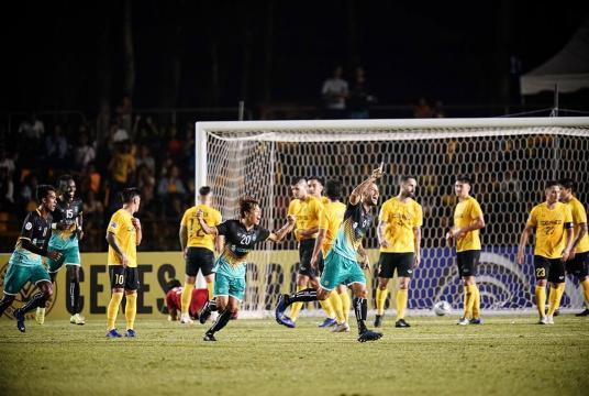 Millar celebrated with his teammates after scoring his first goal against Philippines’s club Ceres Negros (Photo-Kieron Ton)