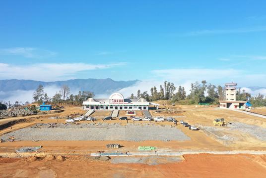 Construction work for Falam airport (Surbung)