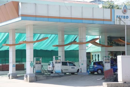 A fuel station in Yangon