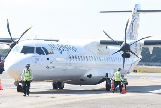 The new ATR aircraft seen at Yangon International Airport (Photo-Aung Myo Thant)