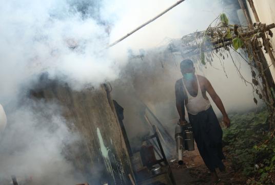 Mosquito insecticides are sprayed in Tamwe Township (Photo-Kyi Naing)