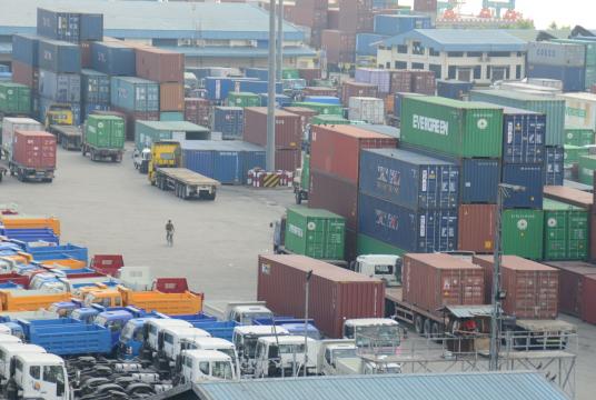 A container port in Yangon (Photo-Aung Myo Thant)