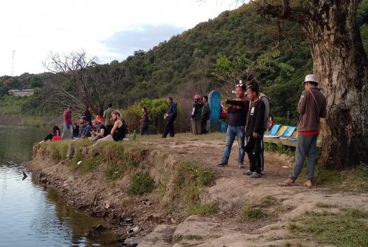 Visitors seen at Rih Lake in Chin State