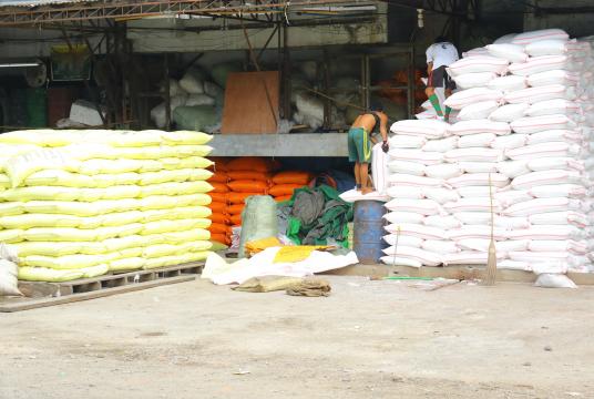 A rice shop in Bayint Naung wholesale center (Photo-Zeya Nyein)