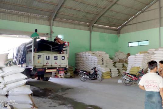 A rice wholesale center in Mandalay