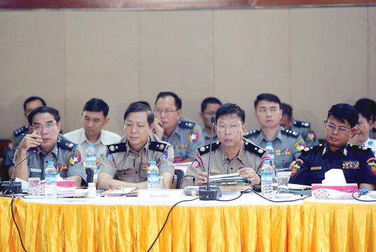 Officials from Home Affairs Ministry attends press  conference in Nay Pyi Taw on May 27