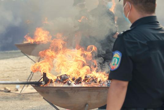 The incineration of seized narcotic drugs in progress in Mongla of Special Region (4) (Photo-Shan Moe Tun)