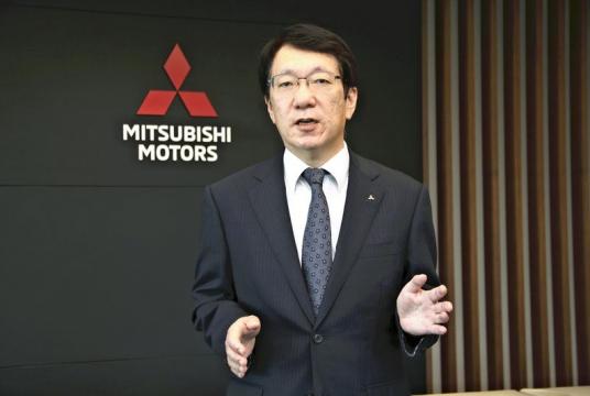 Mitsubishi Motors CEO Kato speaks during an interview with The Yomiuri Shimbun