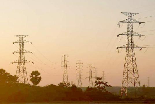 Photo shows part of the national power grid erected by the Ministry of Electricity and Energy 
