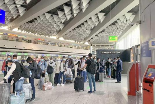 Myanmar citizens seen in Germany before leaving for Yangon. 