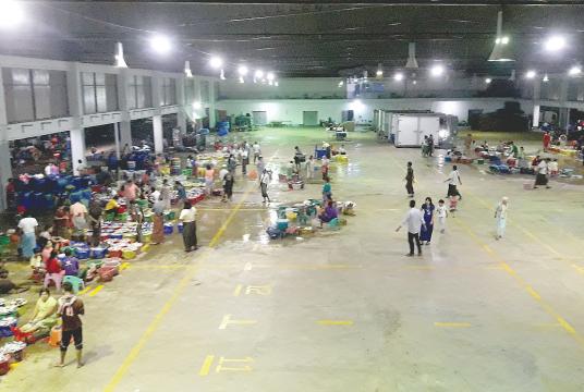 Photo shows the night fish market in Myeik