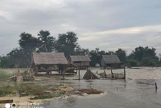 Some villages in flood in Katha Township due to record high levels of Ayeyawady River in 10 years. (Photo-Kaung Khant Lin) 