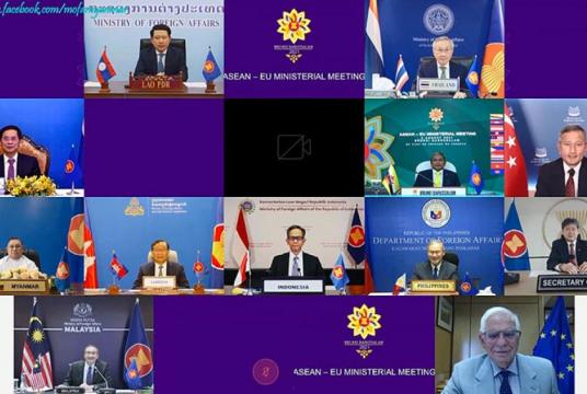 ASEAN-European Union Ministerial Meeting in progress via video conferencing on August 6. 
