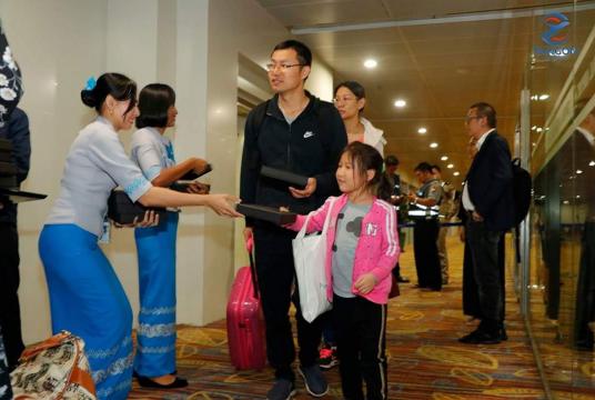 Foreign tourists seen at Yangon International Airport  