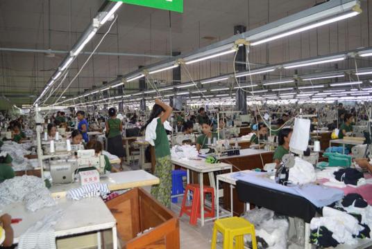 The worksite of a garment factory in Yangon 