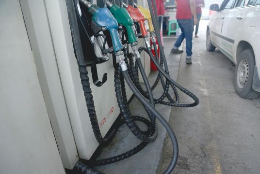 Photo shows a local private filling station in Yangon. 