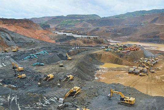 A gems mining site in Kachin State seen in 2018