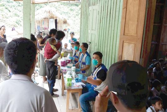 Health staff providing healthcare in Naga Self-administered Zone.