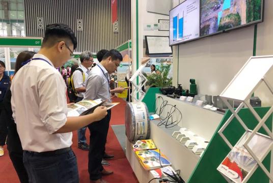 A booth at the second International Exhibition & Conference for Horticultural and Floricultural Production and Processing Technology, which is being held at the Saigon Exhibition and Convention Centre from March 13-15. — VNS Photo Xuân Hương
