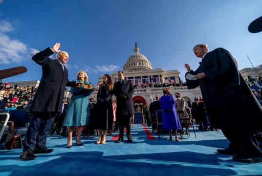 Mr Joe Biden being sworn in as the 46th president of the United States on Jan 20, 2021. PHOTO: REUTERS