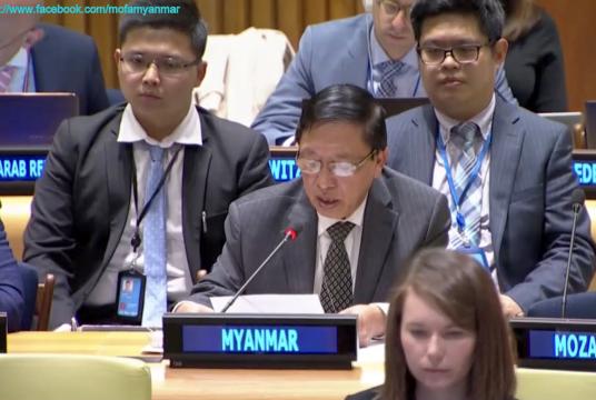 Ambassador Hau Do Suan, Permanent Representative of Myanmar to the United Nations attends the Sixth Committee of the 74rd Session of the United Nations General Assembly held at UN Headquarters in New York on October 9.  