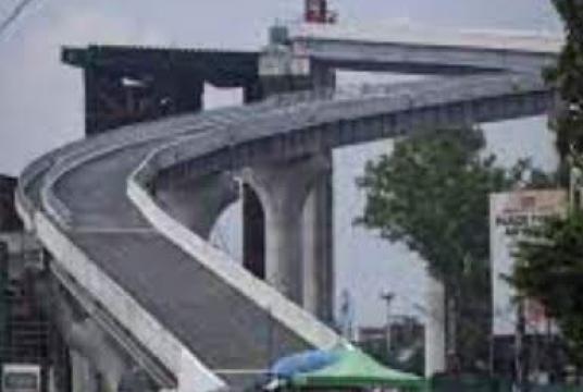 A view of the Yangon–Dala Bridge, which is currently under construction and nearing completion.