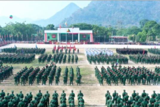 The ceremony marking the 61st anniversary of the founding of the Shan State Army in progress on April 24.