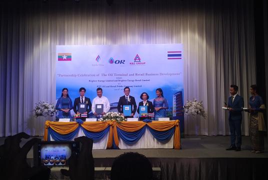 KBZ group and PTTOR sign for Oil and Retail Business at Lotte Hotel in Yangon, 9th June 2019.
