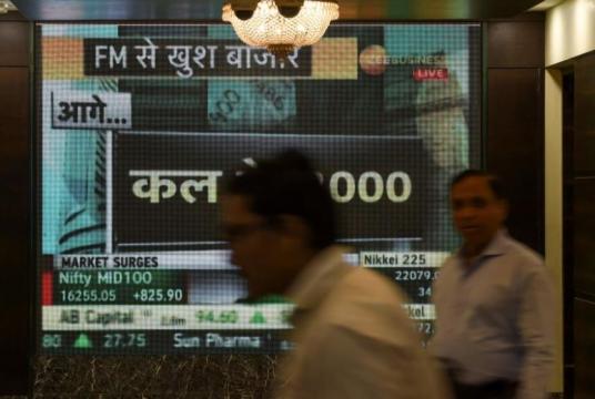 The Bombay Stock Exchange in Mumbai. India has slashed corporate taxes to among the lowest in Asia as part of its drive to kickstart the stuttering economy, sending stock surging as analysts predicted a renewal of interest in the subcontinent.PHOTO: AFP