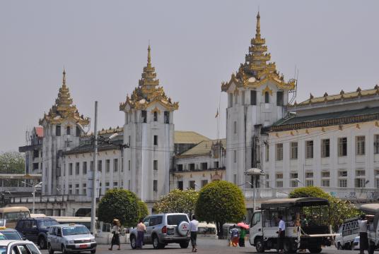 The photo shows the scene in front of Yangon Railway Station Project. (Photo-Kyi Naing)