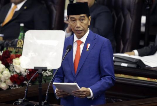 Indonesia's President Joko Widodo delivers his state-of-the-nation address. Photo: AP
