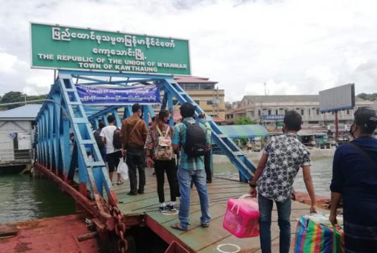 Myanmar citizens seen returning from overseas at Kawthaung due to Covid-19 pandemic 