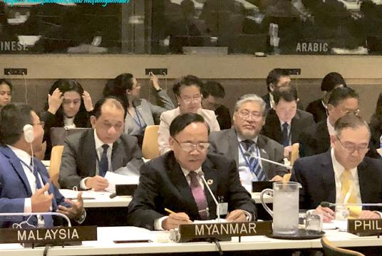 Union Minister Kyaw Tin attends ASEAN-UN Ministerial Meeting at UN Headquarters in New York on September 28. (Photo-MOFA)