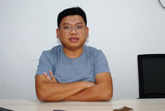 Kyaw Kyaw Win, co-founder and chief executive of Innoveller Co, during an exclusive interview at his office in Yangon (Khine Kyaw, Myanmar Eleven)
