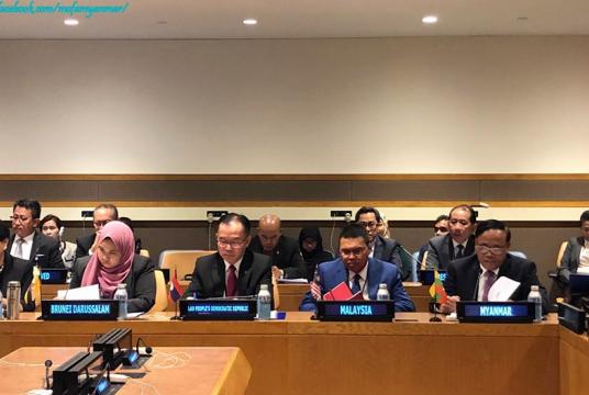 Union Minister Kyaw Tin attends the related meeting of the 74th UNGA. (Photo-MOFA)