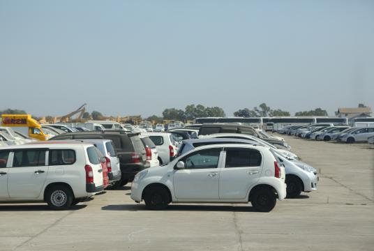 Imported cars are seen at Thilawa Jetty. (Photo-Kyi Naing) 