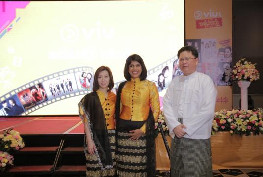 Lavina Tauro, country manager of Viu Myanmar (centre), at the launch of Viu Myanmar in Yangon last month