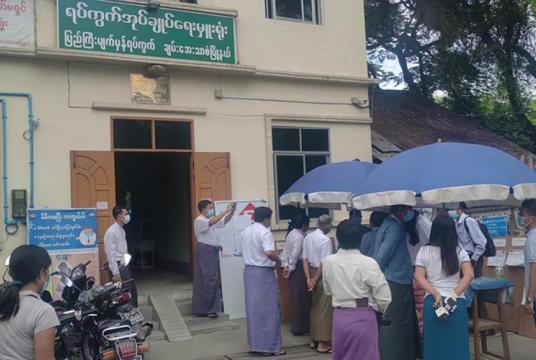 Authorities visit and check the voter lists announced at Pyigyihman Ward Administrator Office in Mandalay. 