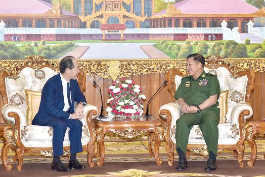 Commander-in-Chief of Defence Services Senior General Min Aung Hlaing receives Japanese Ambassador to Myanmar H.E. Mr. Ichiro MARUYAMA in Nay Pyi Taw.