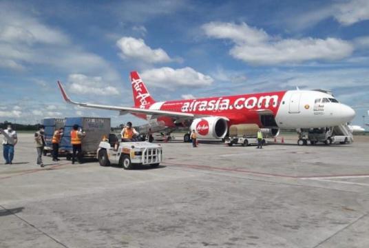 An aircraft carrying WHO’s medical supplies landed at Yangon International Airport