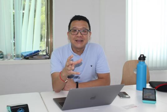 Mike ThanTun Win, founder of Flymya.com and chief executive of BOD Tech Co, at an exclusive interview in Yangon (Photo-KhineKyaw, Myanmar Eleven)