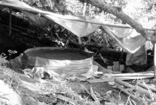 Photo shows an illegal gold mining site in Indaw Township, Katha District, Sagaing Region. 