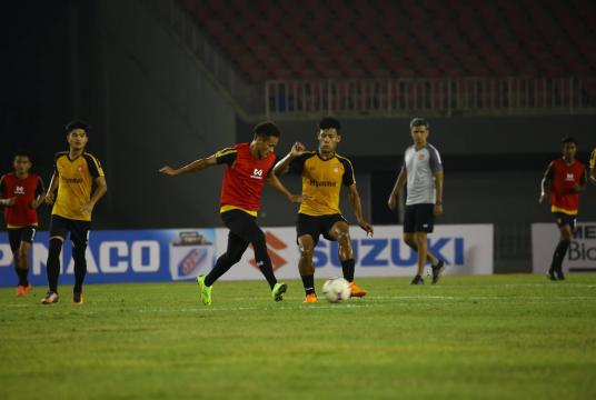 Myanmar preliminarily selected players are in a severe training in Mandalay. (MFF)
