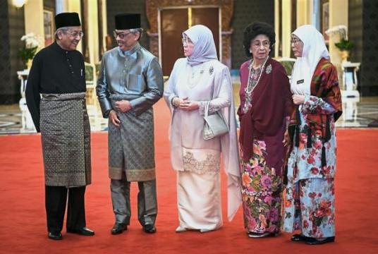 Royal audience:(From left) Dr Mahathir, the King, Tunku Azizah Aminah, Dr Siti Hasmah and Dr Wan Azizah at Istana Negara. — Bernama