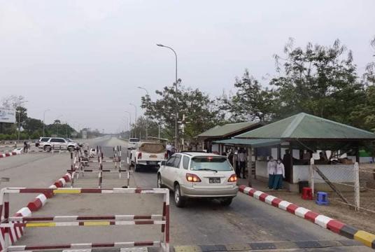 Vehicles coming to Nay Pyi Taw being checked
