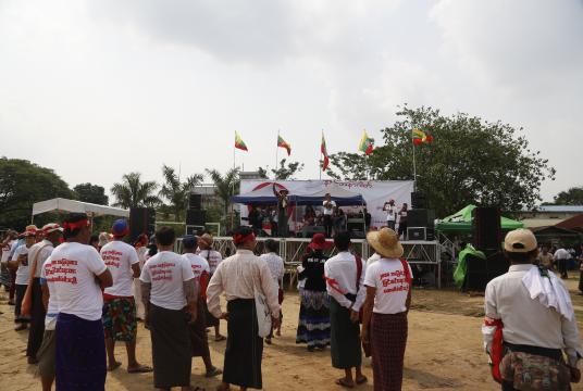 Mass rally to support charter change is in process in North Dagon Myothit, Yangon Region on May 5. (Photo-EMG)