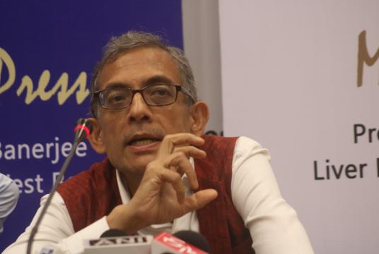 Nobel laureate Abhijit Banerjee addresses a press conference in New Delhi on Oct 22, 2019. (Photo: IANS) 