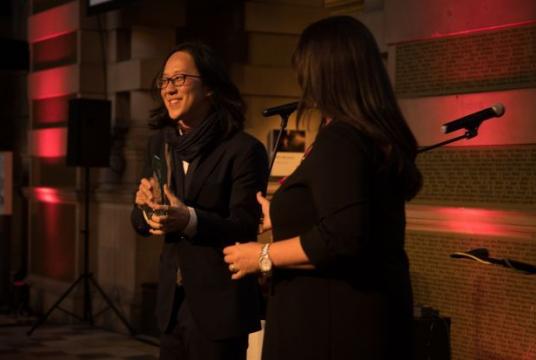 R.AGE editor Ian Yee accepting the World Digital Media Award in Glasgow for the #StandTogether kindness campaign by R.AGE and SP Setia. The award recognises the best digital media campaigns by news publishers around the world.