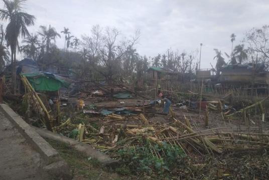 Photo shows damage and destruction caused by cyclone Mocha in Rakhine State. (Photo-CJ)