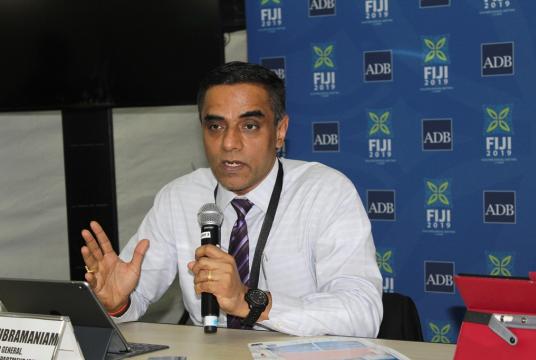 Ramesh Subramaniam, the director general of ADB’s Southeast Asia department, at a press conference in Nadi, Fiji (Photo- Khine Kyaw, Myanmar Eleven)